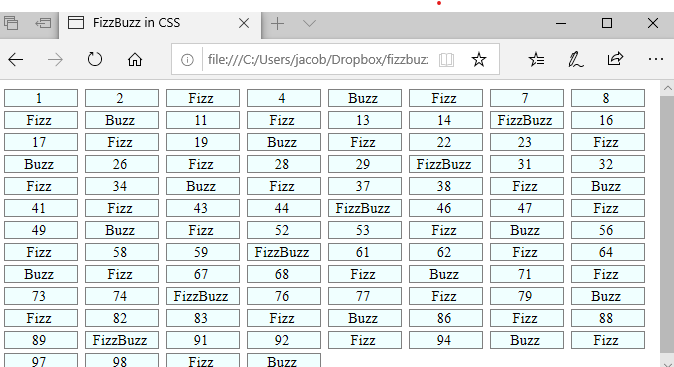 What CSS Fizzbuzz looks like